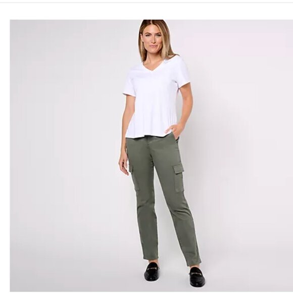 NWOT NYDJ Sheri Slim Cargo Jeans- GREEN - Picture 1 of 8